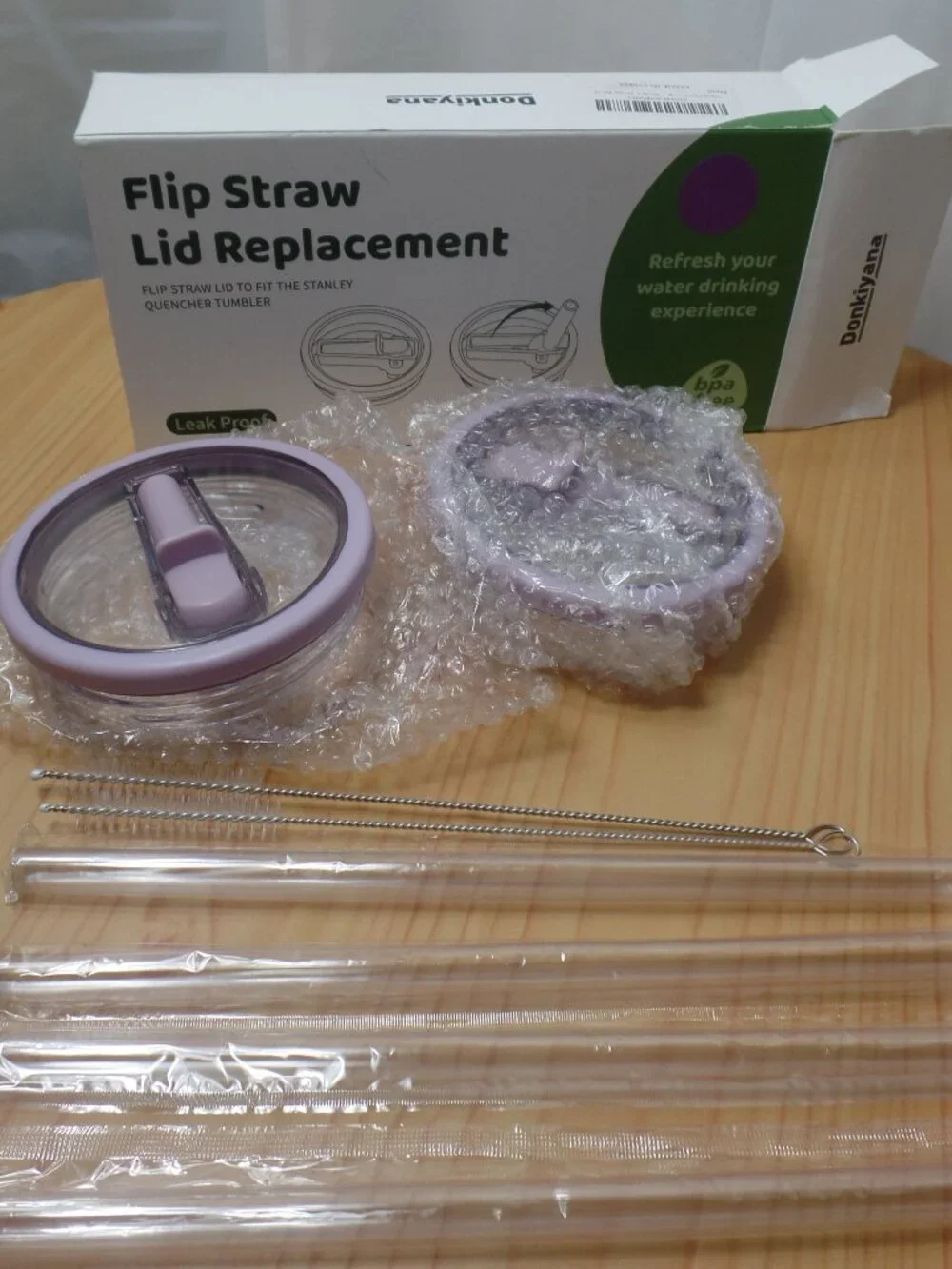 2 Packs 40 oz Replacement Tumbler Flip Straw Lid for Stanley Cup -Purple